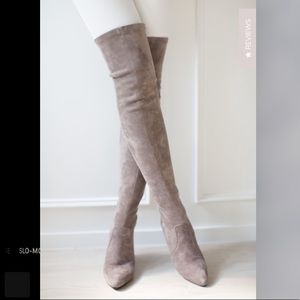 Goodnight Macaroon Taupe over the knee boots